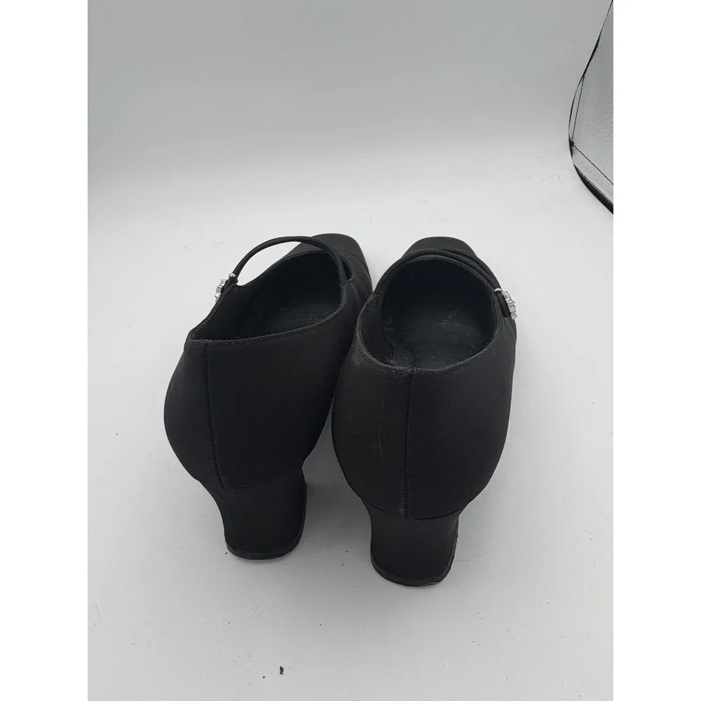 LifeStride Shoes Womens Size 7.5 Black Mary Jane Rhinestone Block Heel‎ Pumps